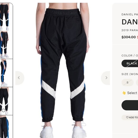 Daniel Patrick Parachute Pants womens XS Black Blue Track Pants Activewear - Picture 5 of 11